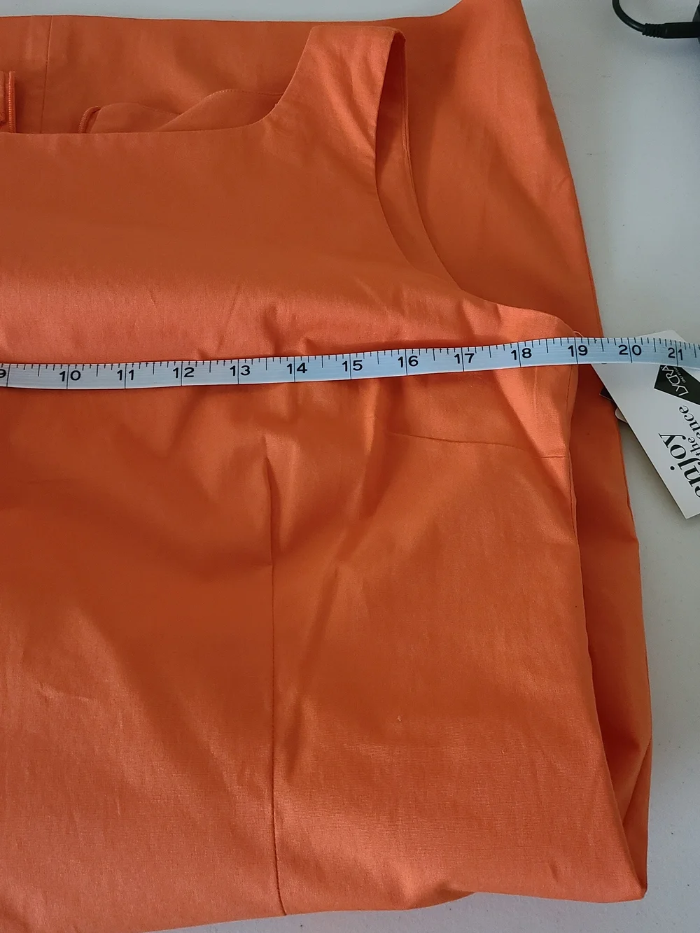 VTG NWT Evan Picone Orange Sleeveless Cotton Lycra Dress With Embridered Sweater